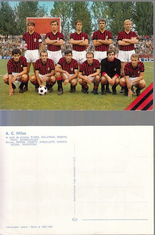 CC- CARTOLINA SQUADRA CALCIO MILAN HAMRIN TRAPATTONI RIVERA ROSATO - XFS65 RFX38