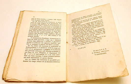 Decreto Sovrano Carlo III di Borbone Duca di Parma Piacenza - 1849 - RVSa903