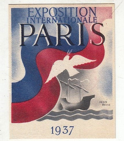 CV- CARTONCINO PUBBLICITARIO ESPOSIZIONE INTERNAZIONALE PARIGI 1937 - RVSz11