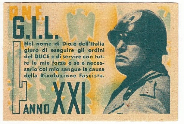 CV- GIOVENTU' ITALIANA DEL LITTORIO G.I.L. TESSERA IL FIGLIO DELLA LUPA - RVSz13