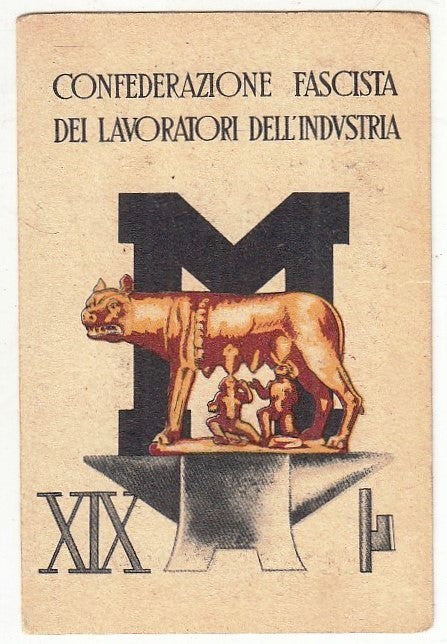 CV- CONFEDERAZIONE FASCISTA LAVORATORI DELL'INDUSTRIA TESSERA ANNO XIX - RVSz14
