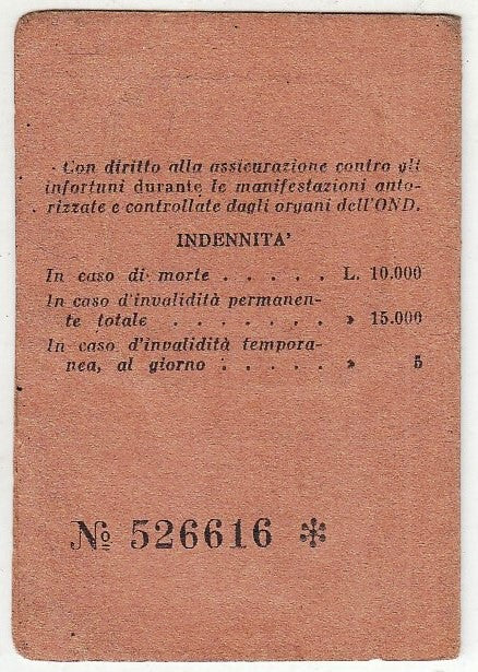 CV- OPERA NAZIONALE DOPOLAVORO TESSERA RICONOSCIMENTO - ANNO XII - 1934 - RVSz15