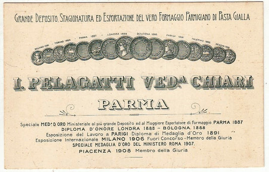 CV- CARTOLINA PUBBLICITARIA I PELAGATTI CHIARI PARMA PARMIGIANO REGGIANO- RVSz23
