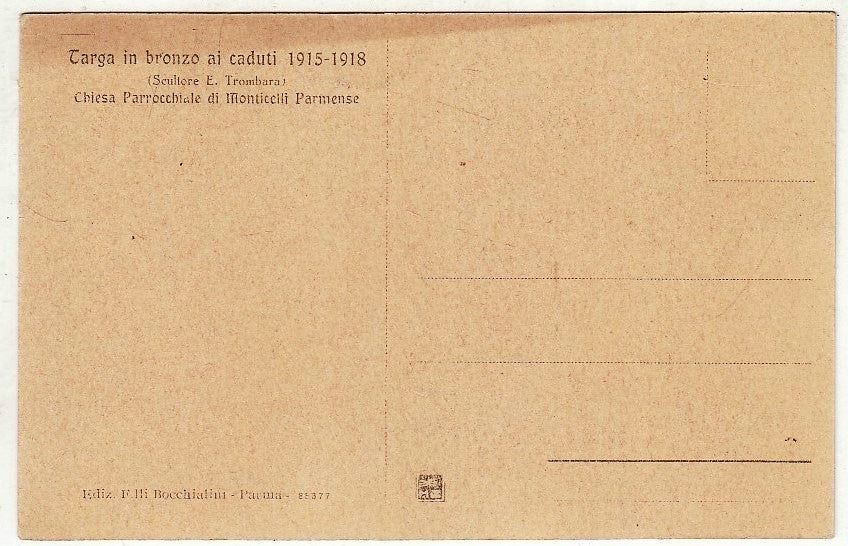 CV- CARTOLINA POSTALE - TARGA IN BRONZO AI CADUTI 1915-1918 - PARMA - RVSz25