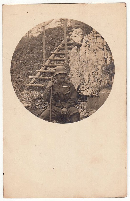 CV- CARTOLINA POSTALE - SOLDATO ACCAMPAMENTO PRIMA GUERRA MONDIALE WWI- RVSz32