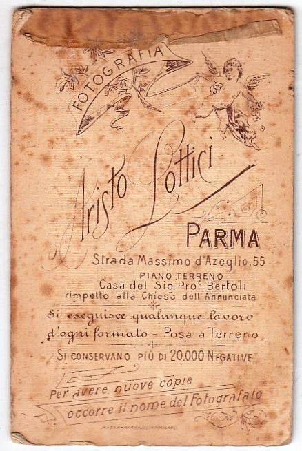 CV- FOTOGRAFIA - FOTO D'EPOCA SU CARTONCINO RIGIDO- ARISTO LOTTICI PARMA- RVSz43
