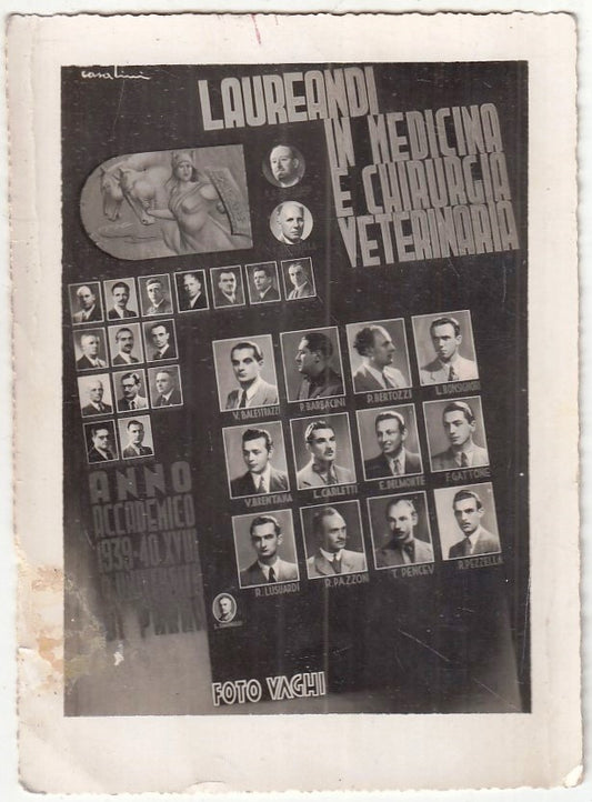 CV- FOTOGRAFIA LAUREANDI MEDICINA VETERINARIA PARMA 1939 1940 FOTO VAGHI- RVSz62