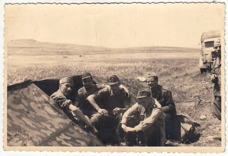 CV- CARTOLINA POSTALE - FOTO D'EPOCA - CAMPO MILITARE SOLDATI TENDA WWII- RVSz68