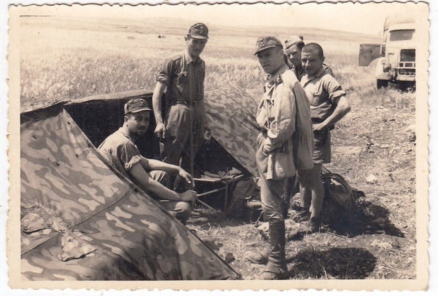 CV- CARTOLINA POSTALE - FOTO D'EPOCA - CAMPO MILITARE SOLDATI TENDA WWII- RVSz69