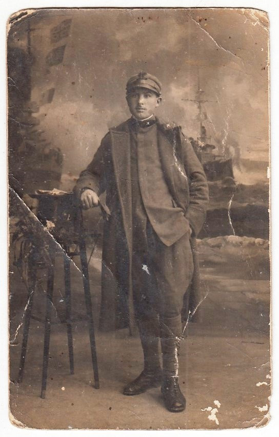 CV- CARTOLINA POSTALE - FOTO EPOCA- SOGGETTO MASCHILE MILITARE POSA WWI- RVSz71