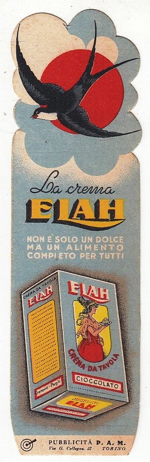 CV- SEGNALIBRO PUBBLICITARIO - LA CREMA ELAH - DA TAVOLA CIOCCOLATO - RVSz77