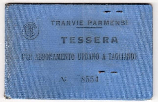 CV- TRANVIE PARMENSI - TESSERA PER ABBONAMENTO URBANO A TAGLIANDO 1944 - RVSz84