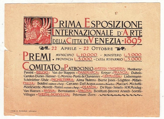 CV- PUBBLICITA' PRIMA ESPOSIZIONE INTERNAZIONALE D'ARTE VENEZIA 1895 - RVSz86