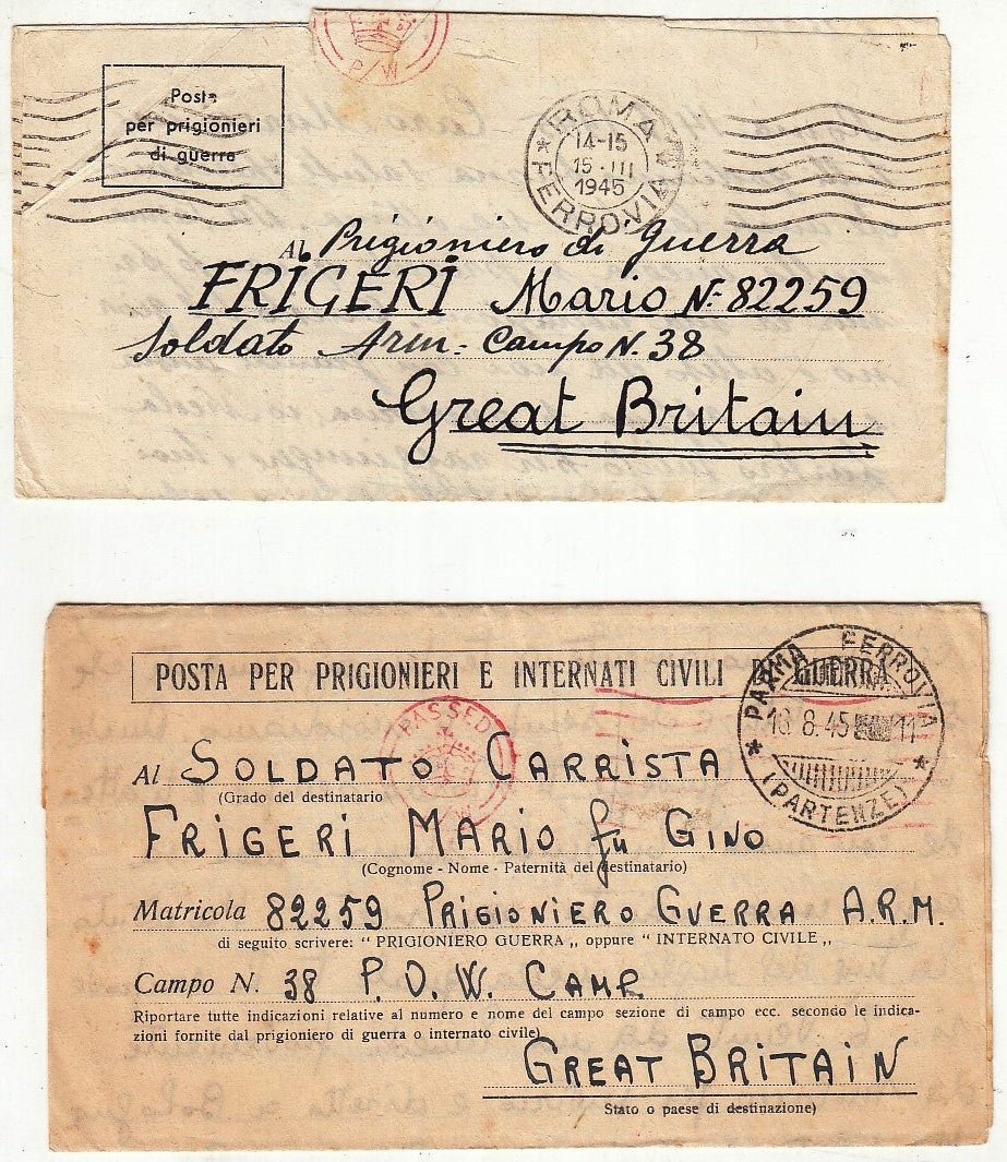 CV- LETTERA POSTA PER PRIGIONIERI E INTERNATI CIVILI DI GUERRA 1945 - RVSz94