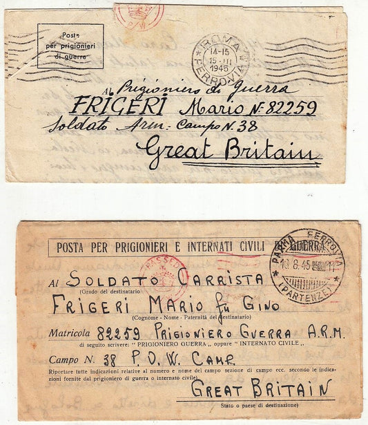 CV- LETTERA POSTA PER PRIGIONIERI E INTERNATI CIVILI DI GUERRA 1945 - RVSz94