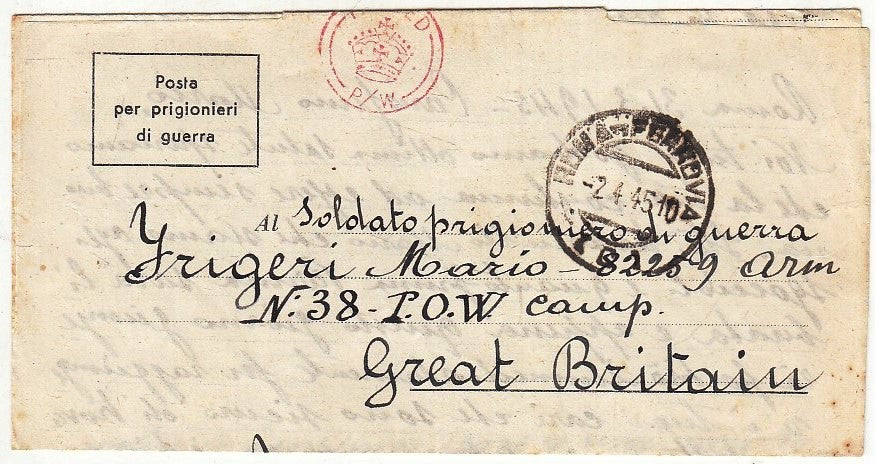 CV- LETTERA POSTA PER PRIGIONIERI DI GUERRA 1945 - RVSz96