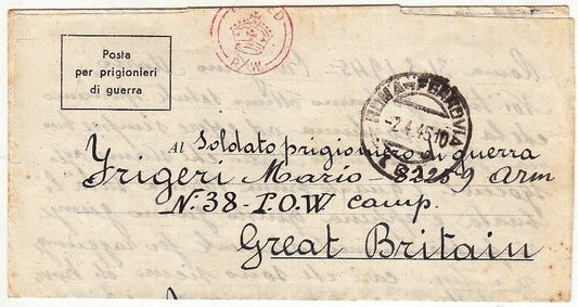 CV- LETTERA POSTA PER PRIGIONIERI DI GUERRA 1945 - RVSz96