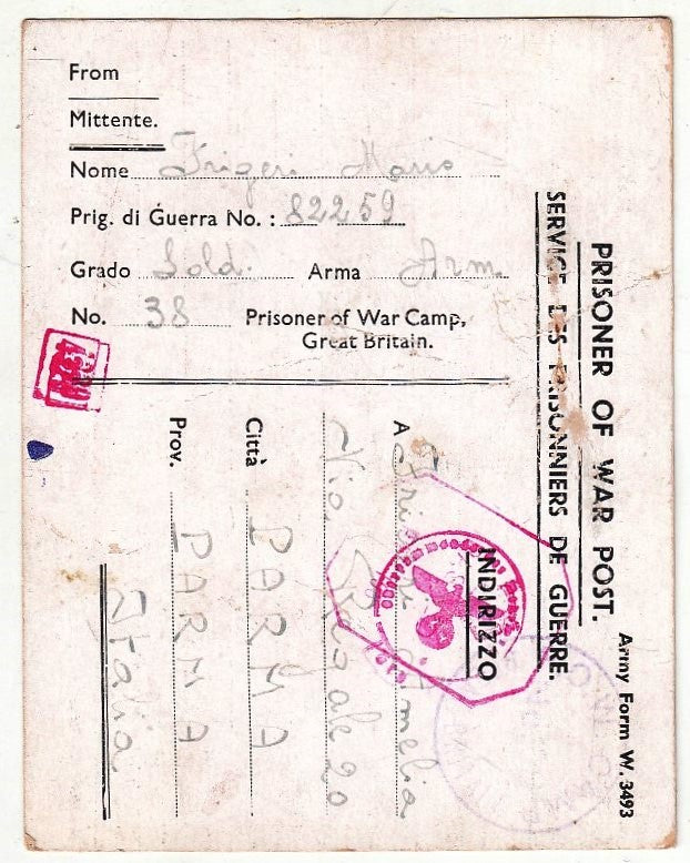 CV- LETTERA PRISONER OF WAR POST SERVICES DES PRISONNIERS DE GUERRE - RVSz97