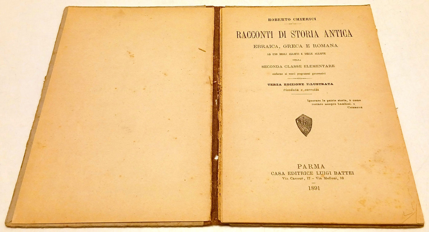 Racconti storia antica ebraica greca romana- Chierici- Battei Parma- 1891-ZFS114