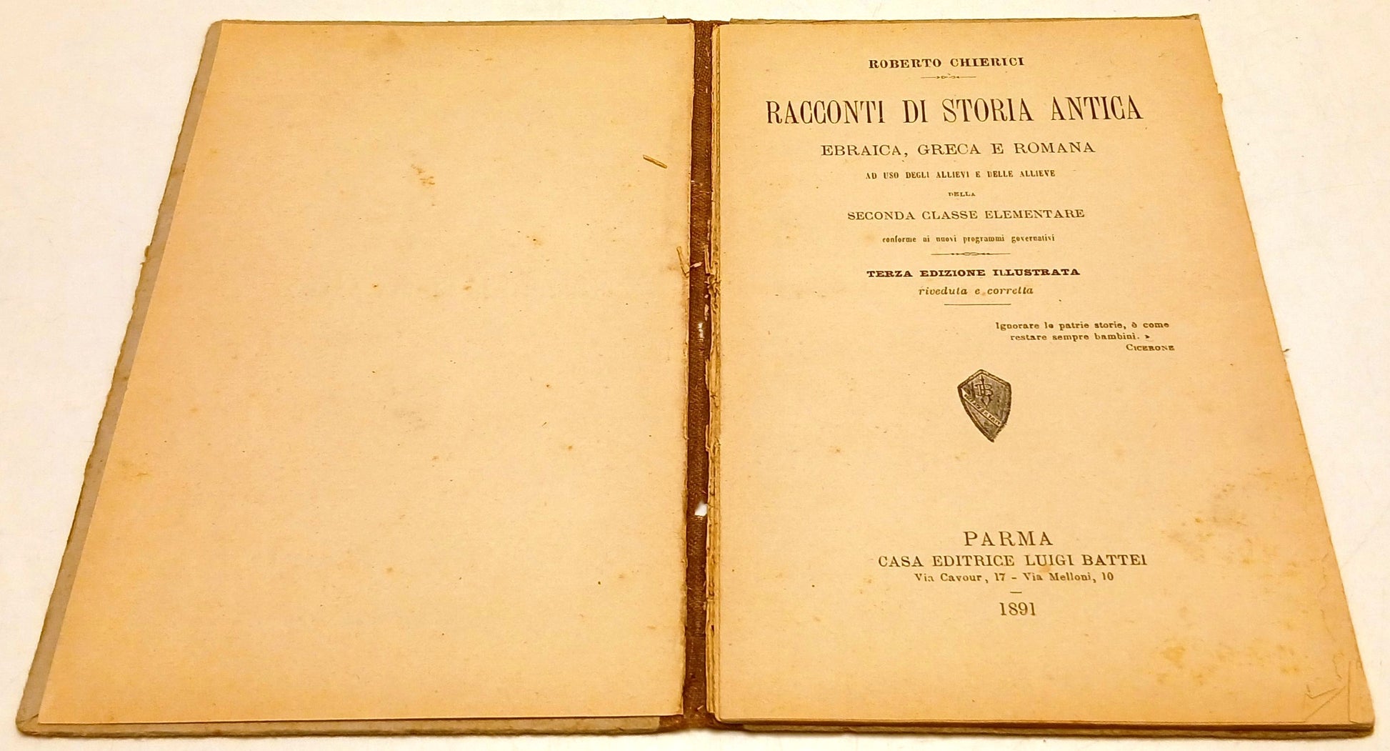 Racconti storia antica ebraica greca romana- Chierici- Battei Parma- 1891-ZFS114