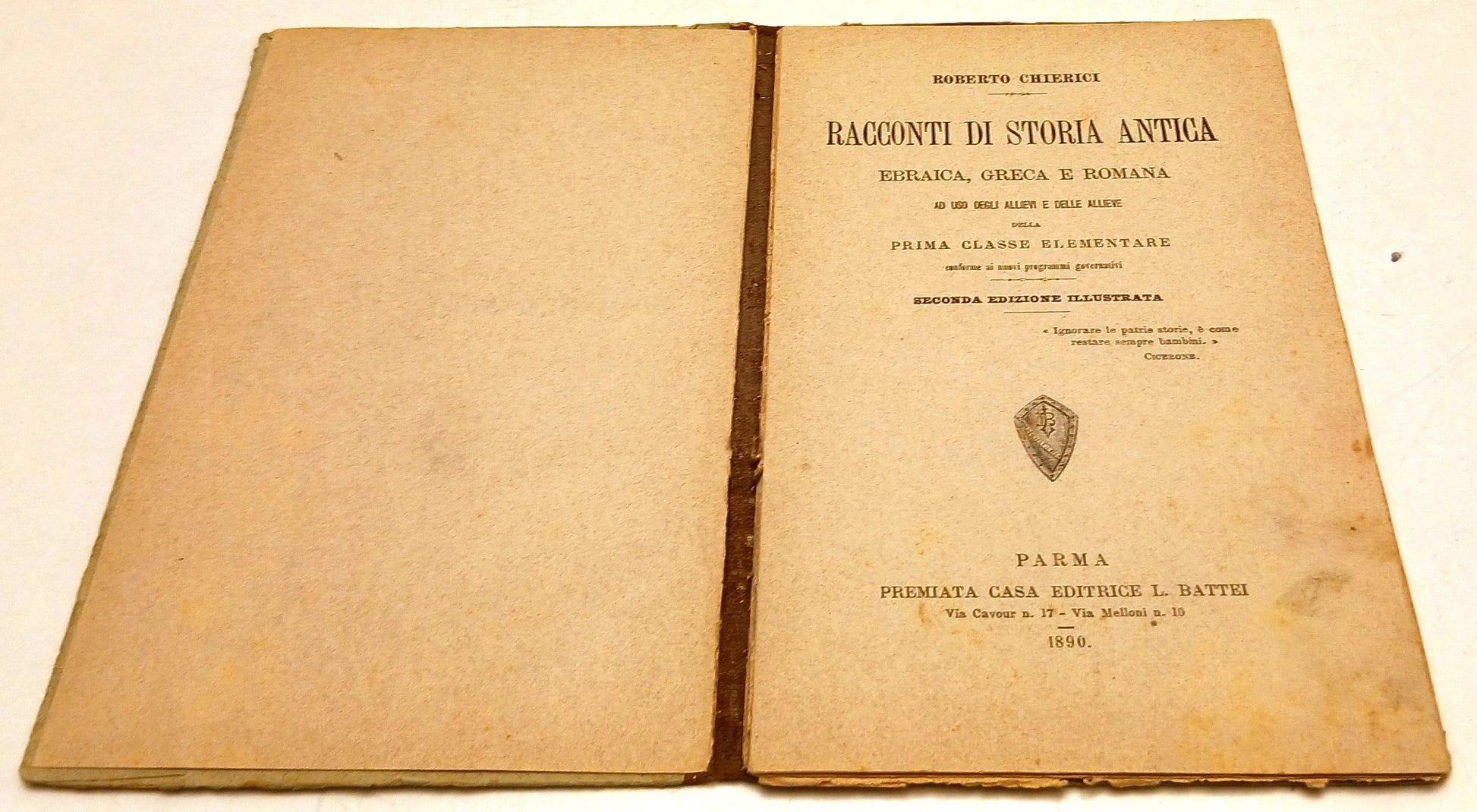 Racconti storia antica ebraica greca romana- Chierici- Battei Parma- 1890-ZFS109