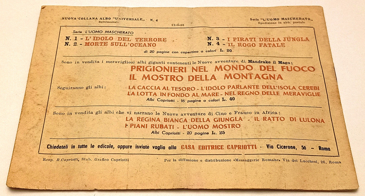 Nuove avventure de L'uomo mascherato Il rogo fatale - Capriotti - 1948 - M26