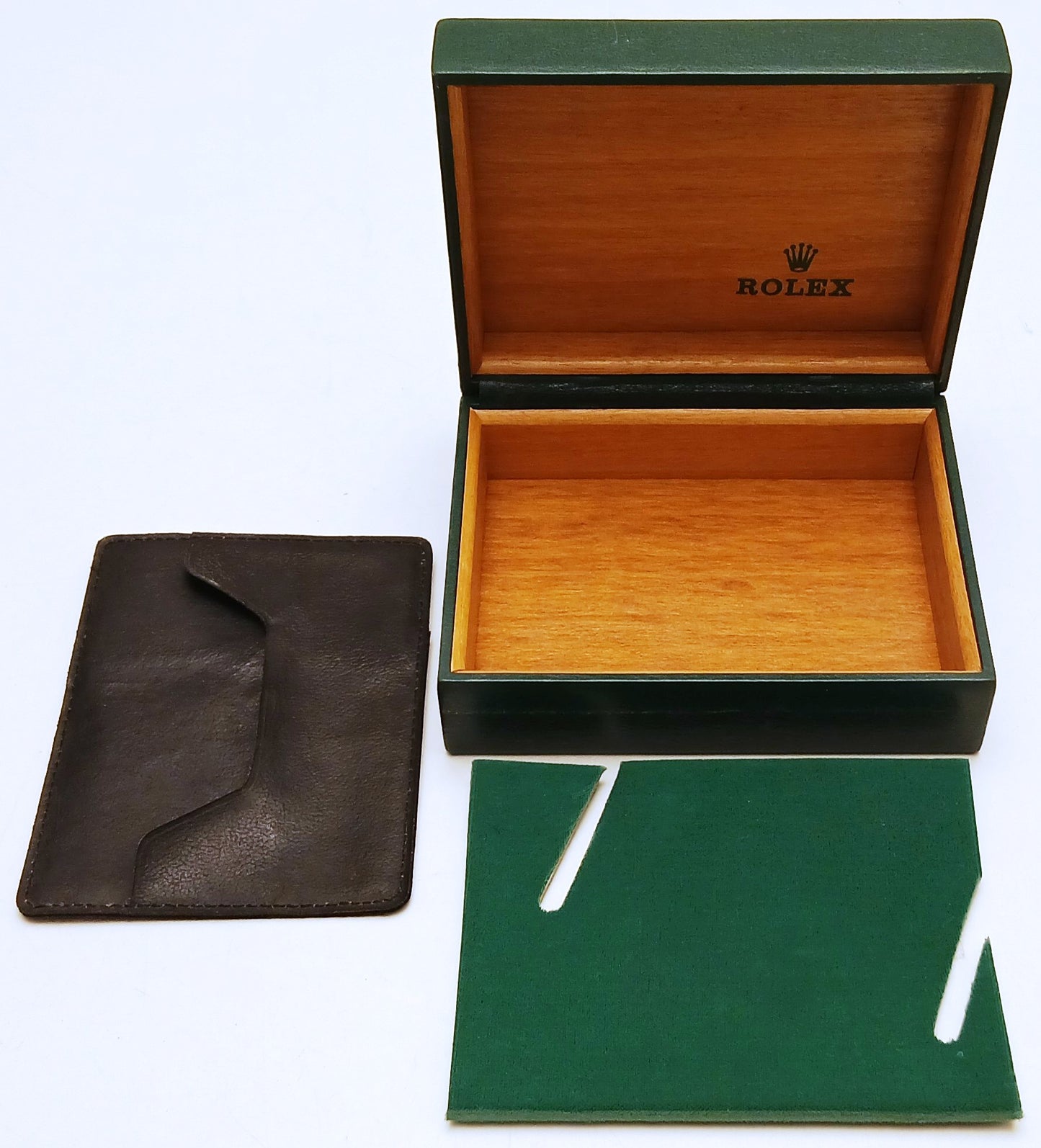CV- Scatola vuota originale per orologio ROLEX legno e pelle- 12,7x10x5 - ZFS200