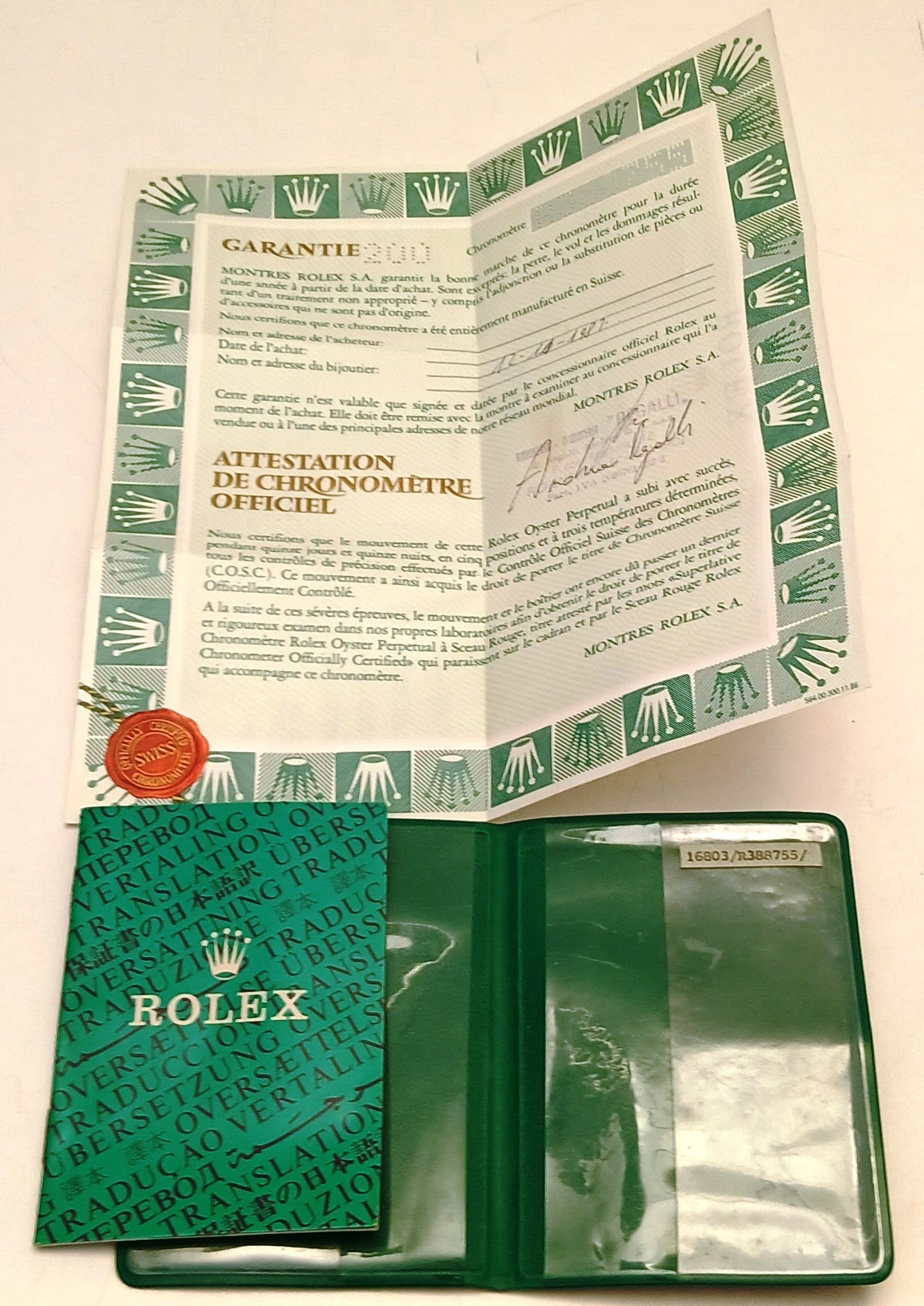 CV- Certificato di Garanzia Rolex Oyster Perpetual - RVSz202