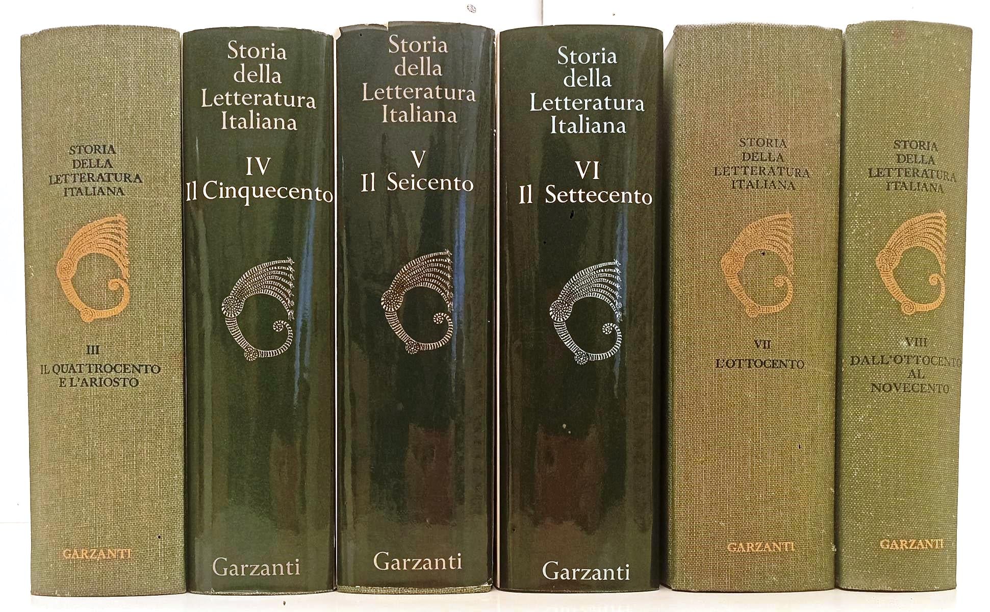 LS- STORIA LETTERATURA ITALIANA 6 VOLUMI III,IV,V,VI,VII,VIII - GARZANTI- BLCG18