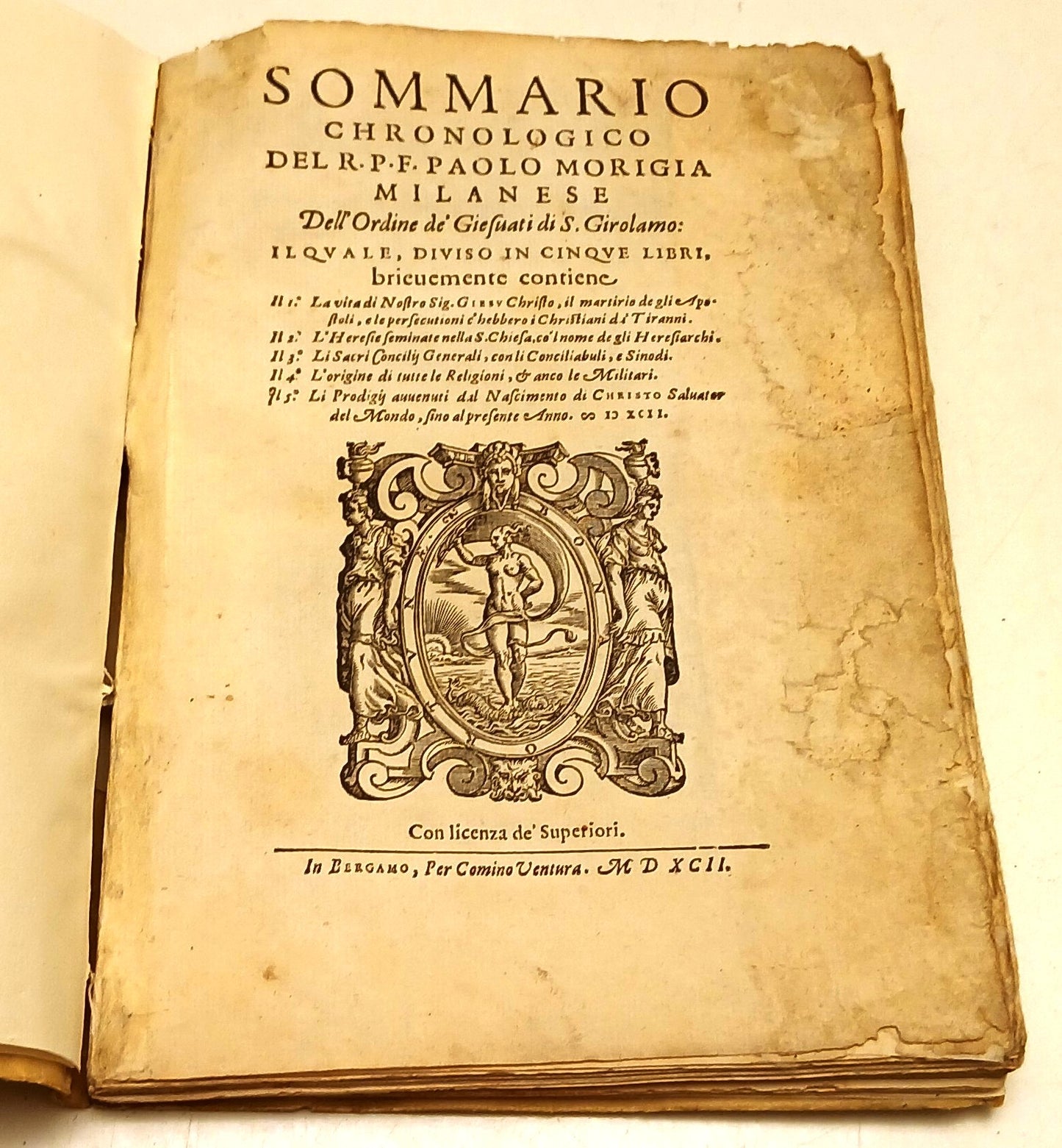 Sommario Chronologico del R.P.F. Paolo Morigia - cinquecentina 1592 - XFS81