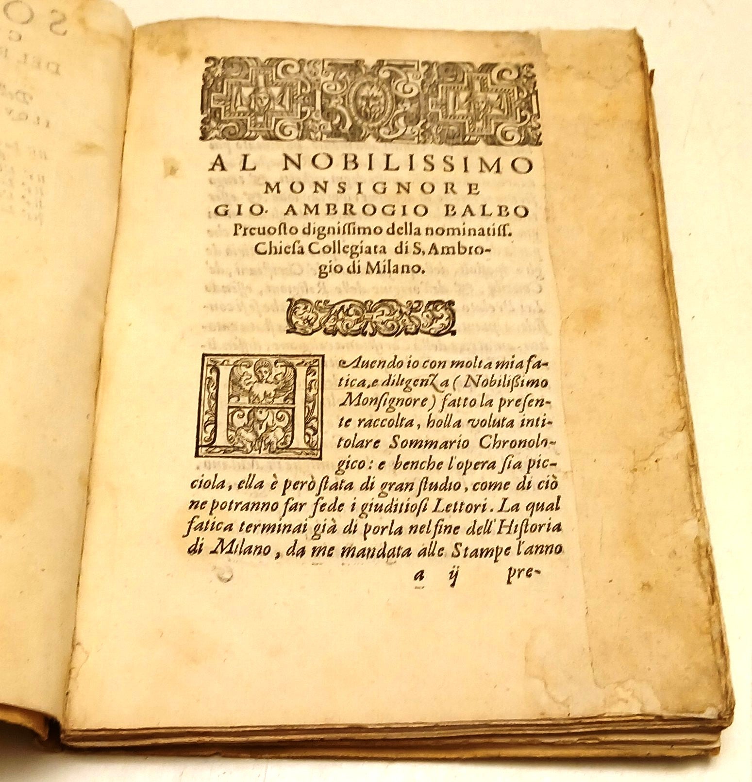 Sommario Chronologico del R.P.F. Paolo Morigia - cinquecentina 1592 - XFS81