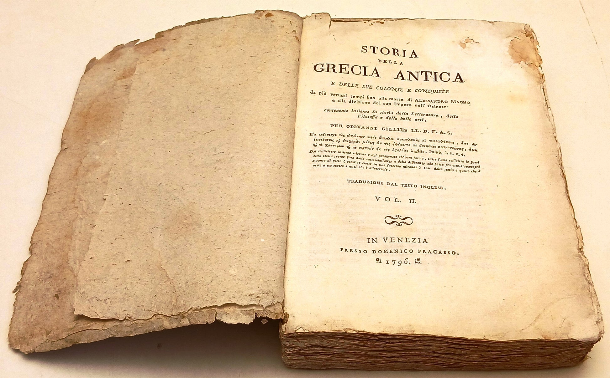 Storia antica della Grecia 4 volumi - Gillies- Domenico Fracasso- 1796/1797- ZFS