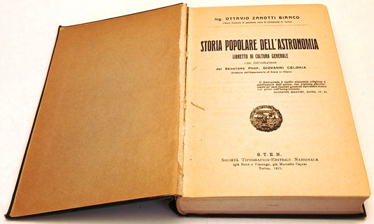 Storia popolare dell'astronomia- Ottavio Zanotti Bianco- S.T.E.N.- 1a ed.-ZFS214