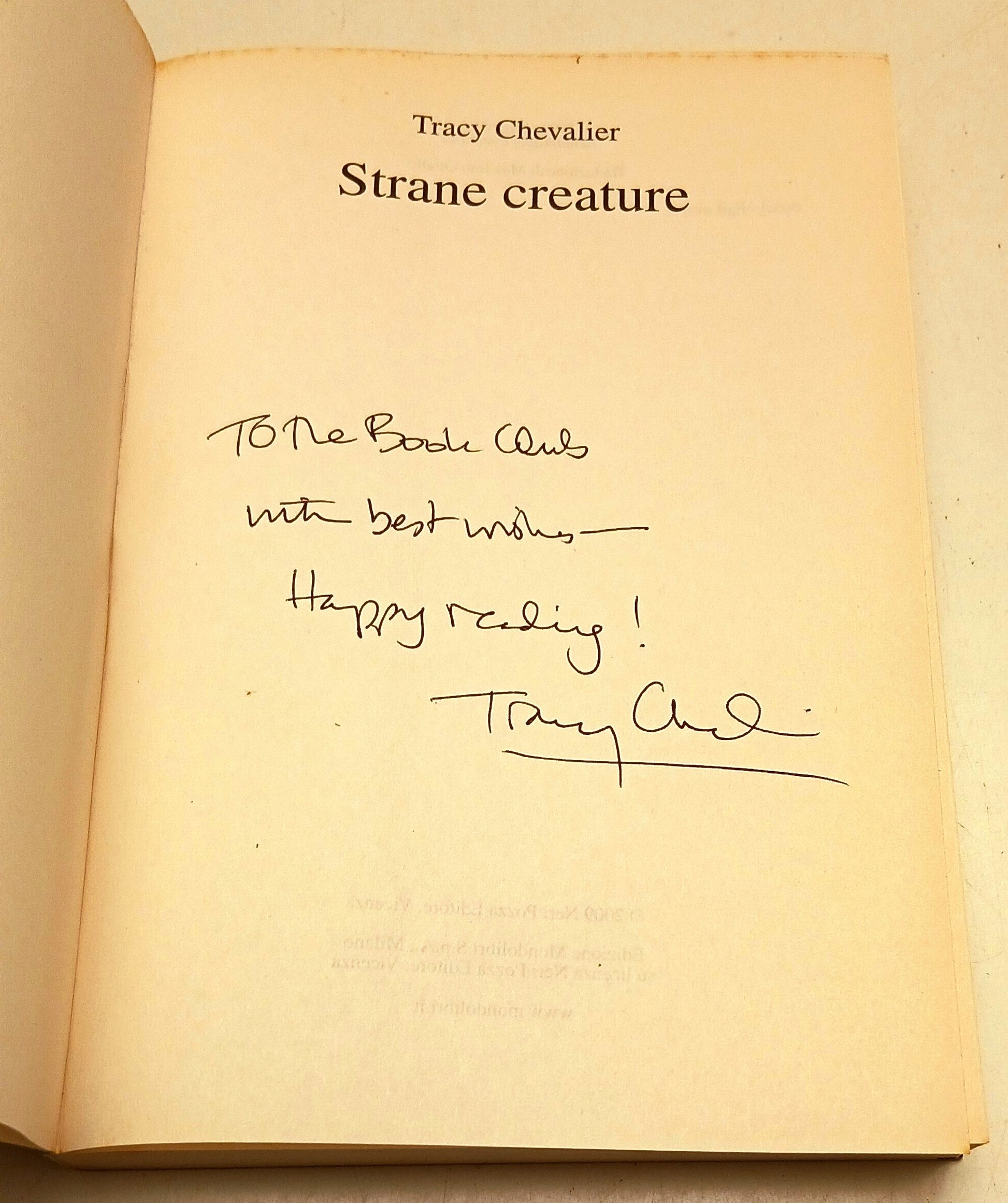 Strane creature - Tracy Chevalier - Mondolibri - con autografo - ZFS100