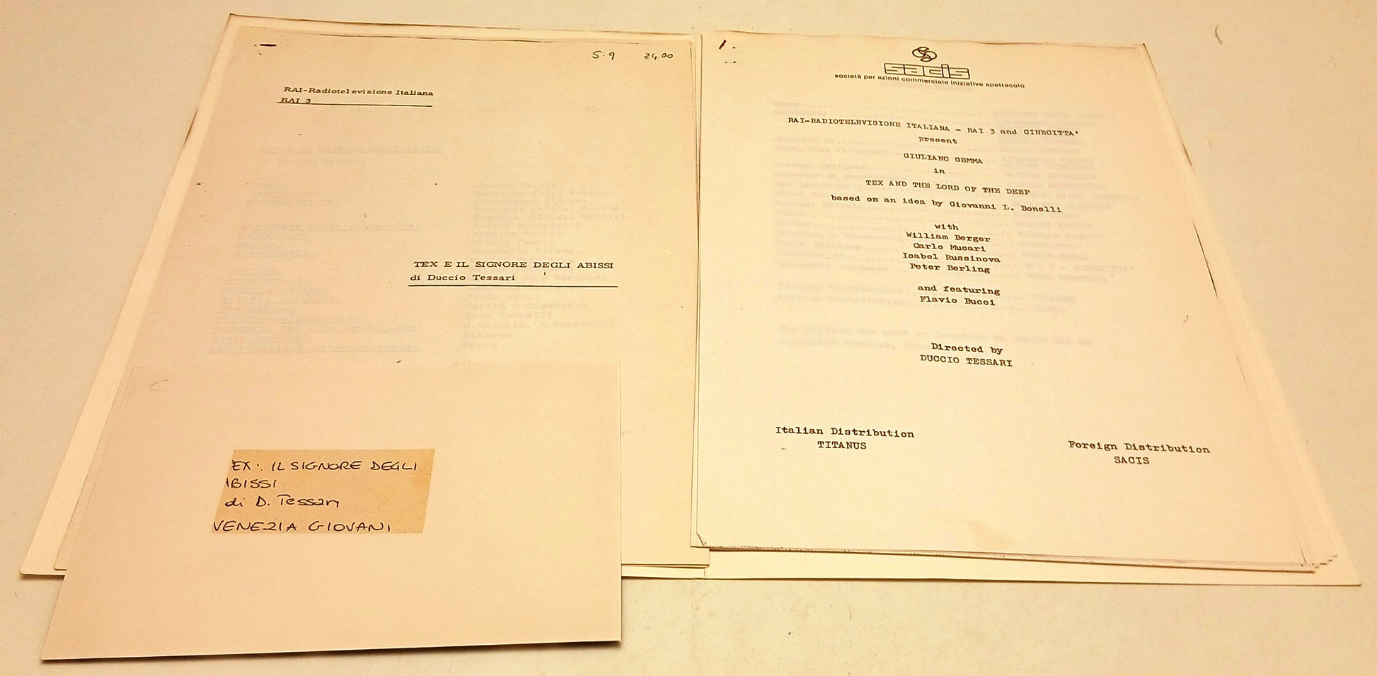 Cartella stampa film Tex e il signore degli abissi - Giuliano Gemma - RVSa846