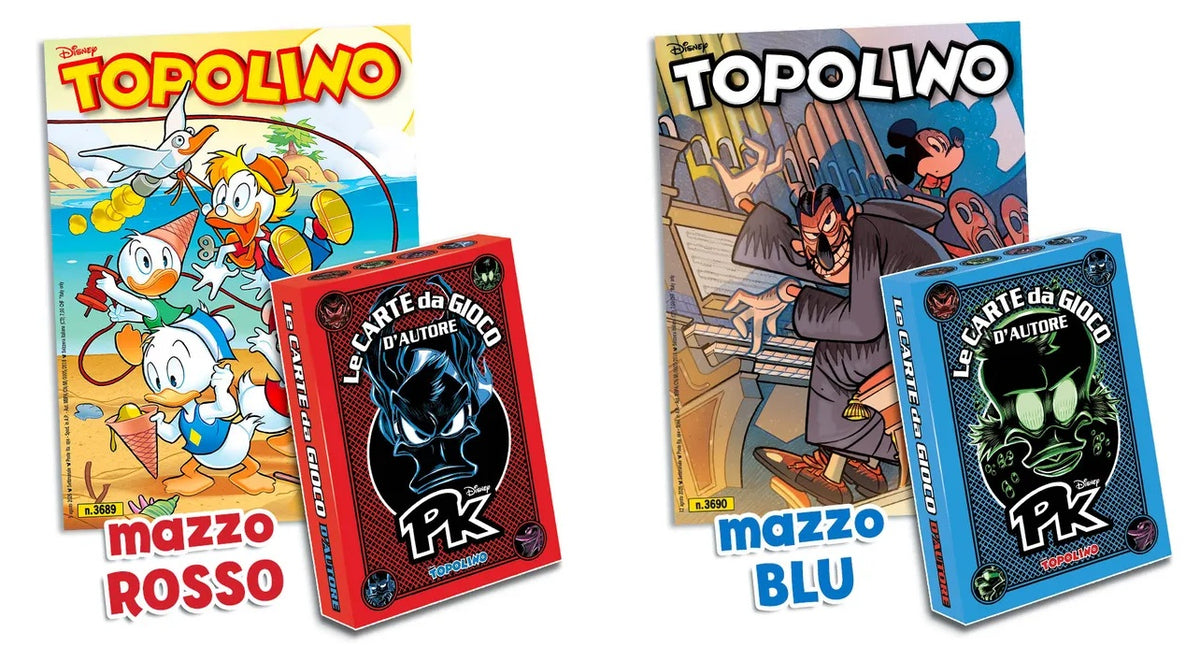 Topolino 3689 3690 Carte gioco d'autore mazzi blu e rosso PK- Panini Disney- L26