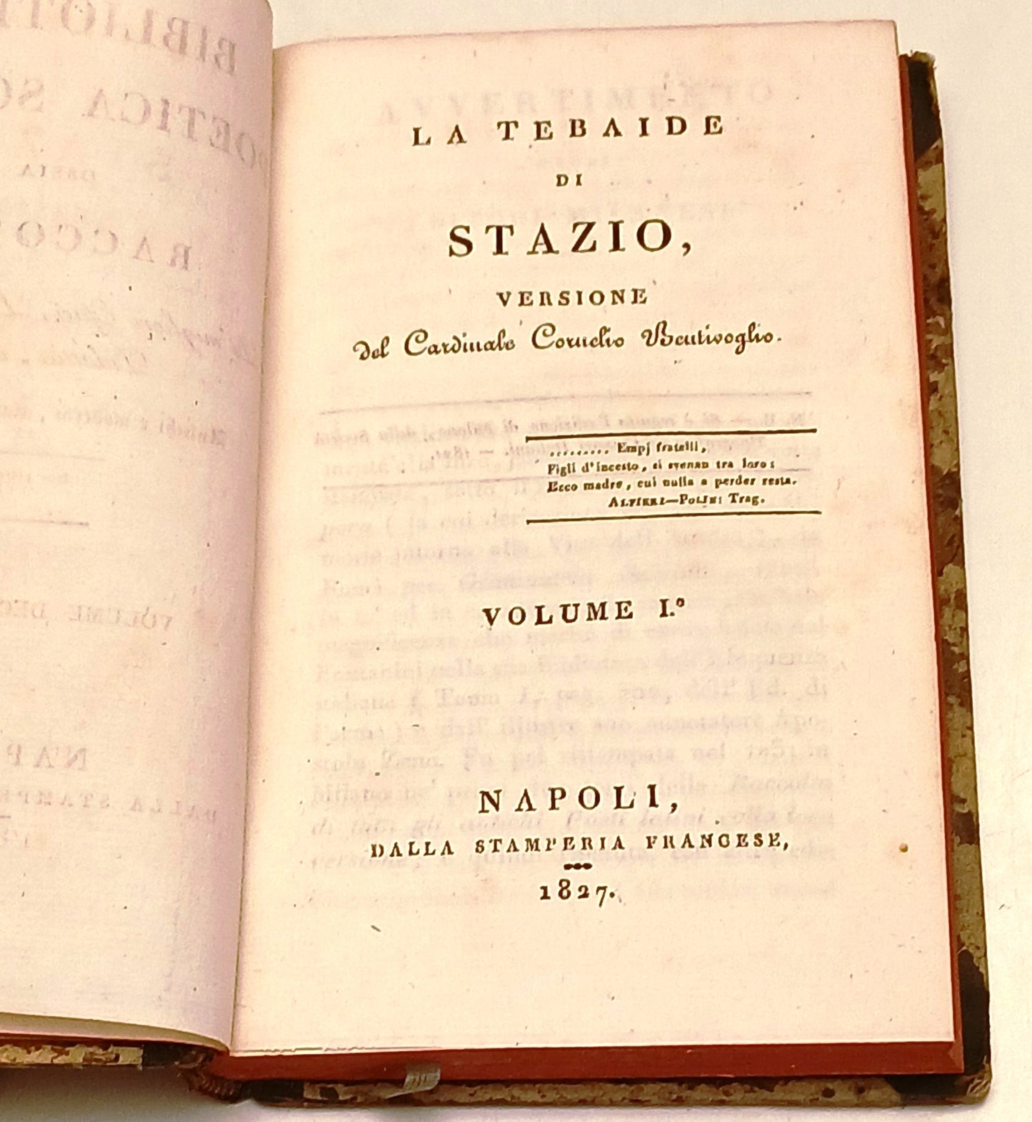 Biblioteca Poetica Scelta La Tebaide I/II - Stazio - Stamperia Francese - XFS54