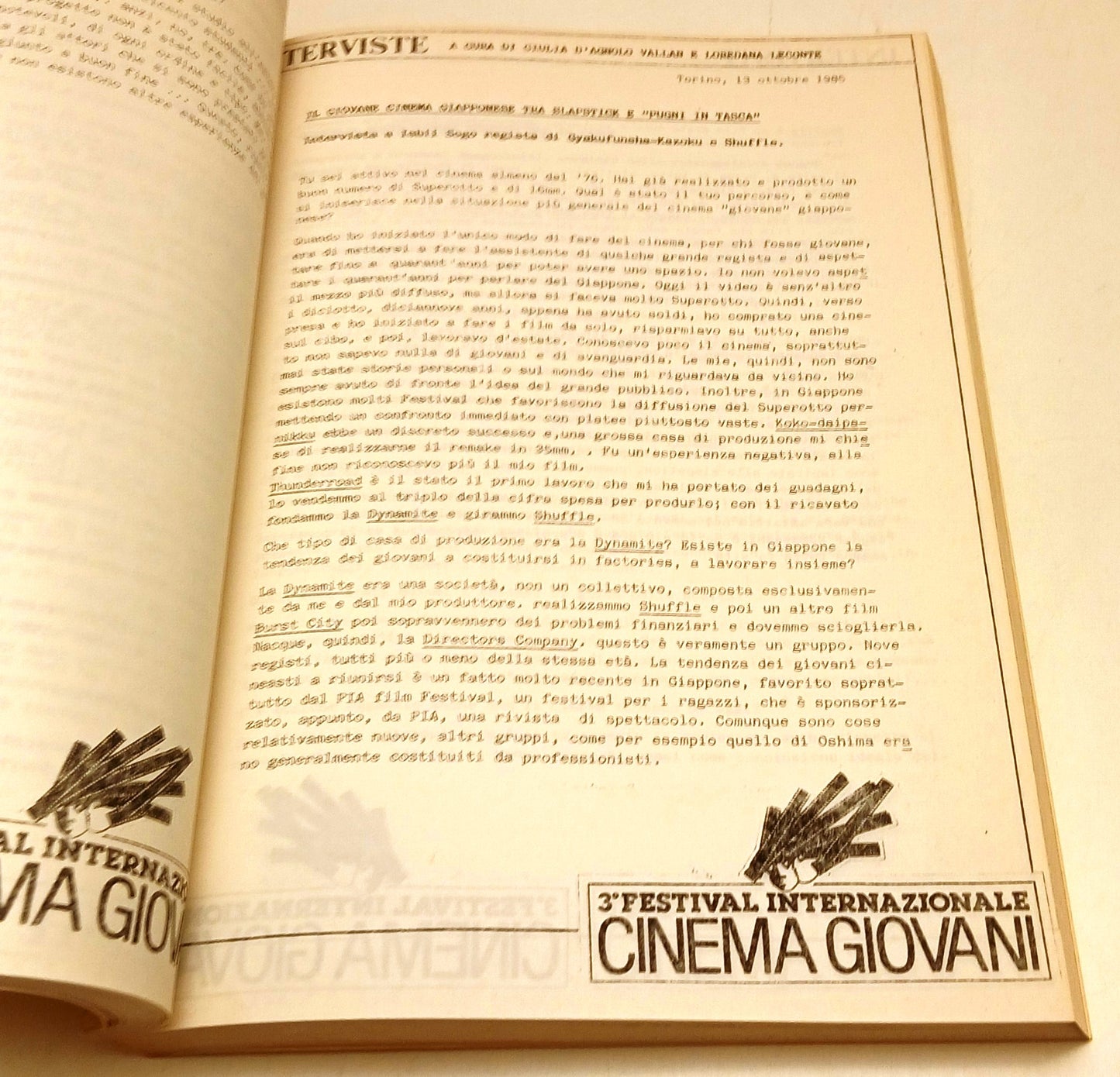 Rassegna Stampa Torino '85 - 3° Festival Internazionale Cinema Giovani - YFS763