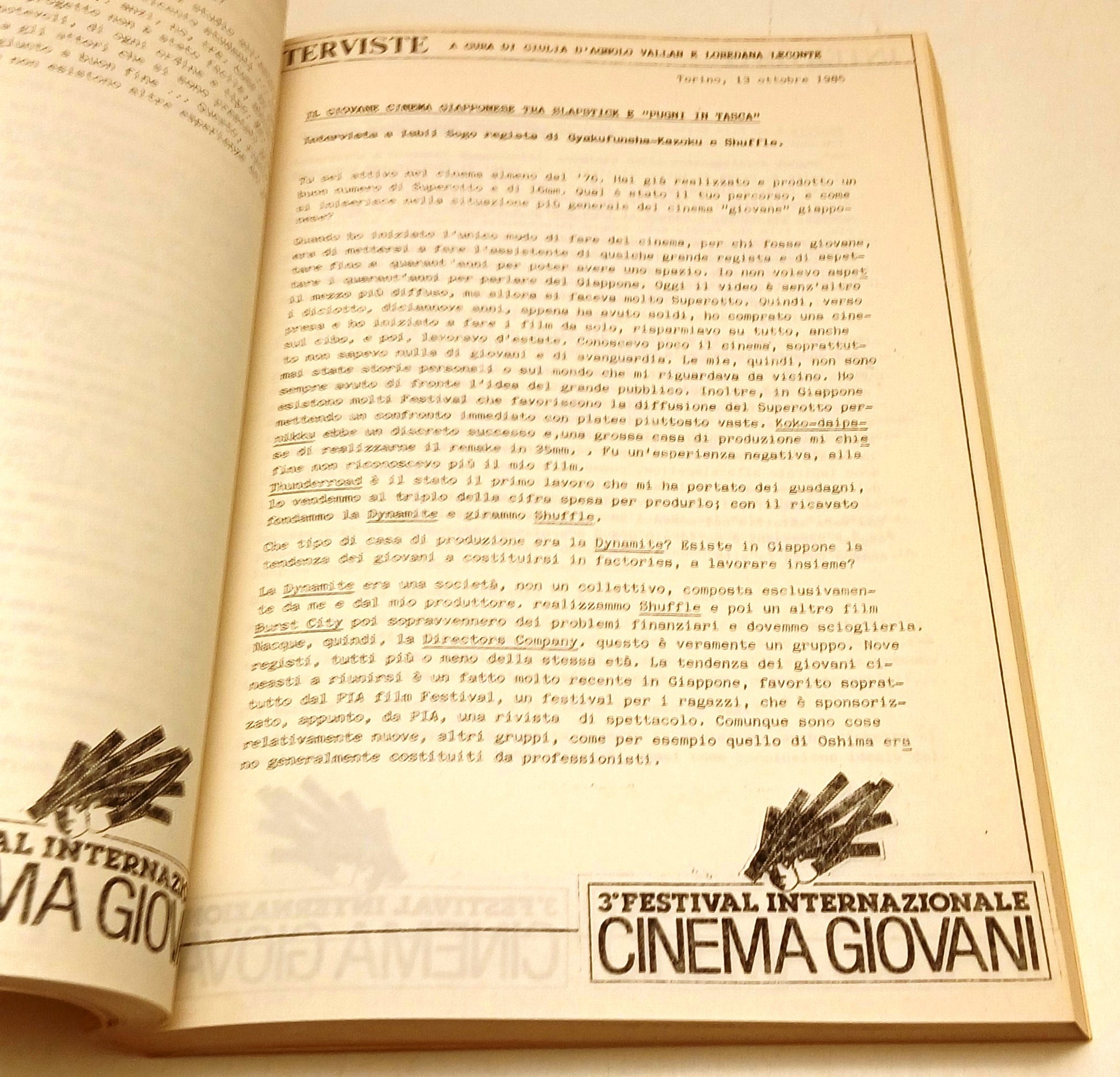Rassegna Stampa Torino '85 - 3° Festival Internazionale Cinema Giovani - YFS763
