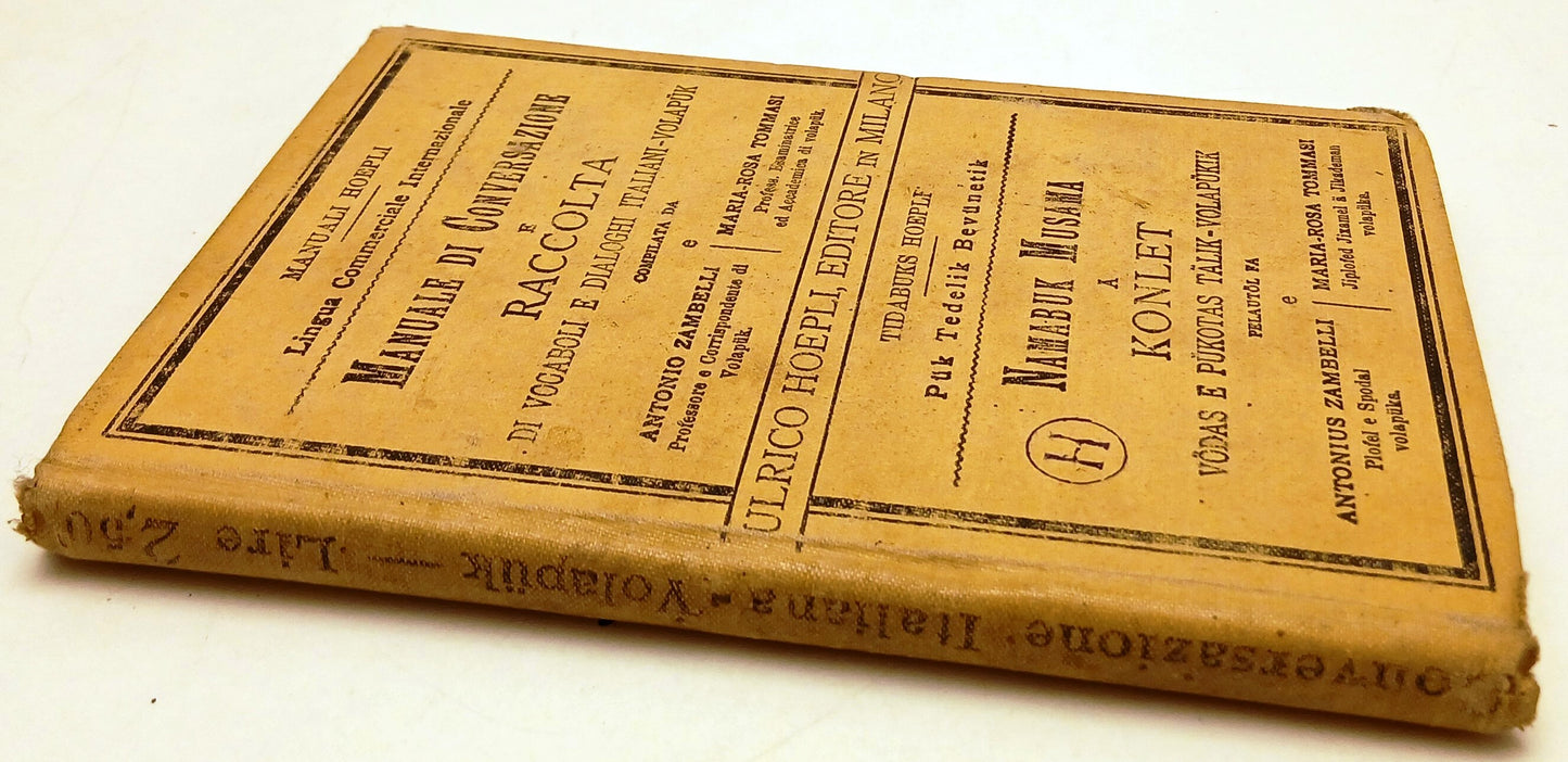 LZ- DIZIONARIO ITALIANO VOLAPUK - CARLO MATTEI - HOEPLI - MANUALI-- 1890- C- XFS