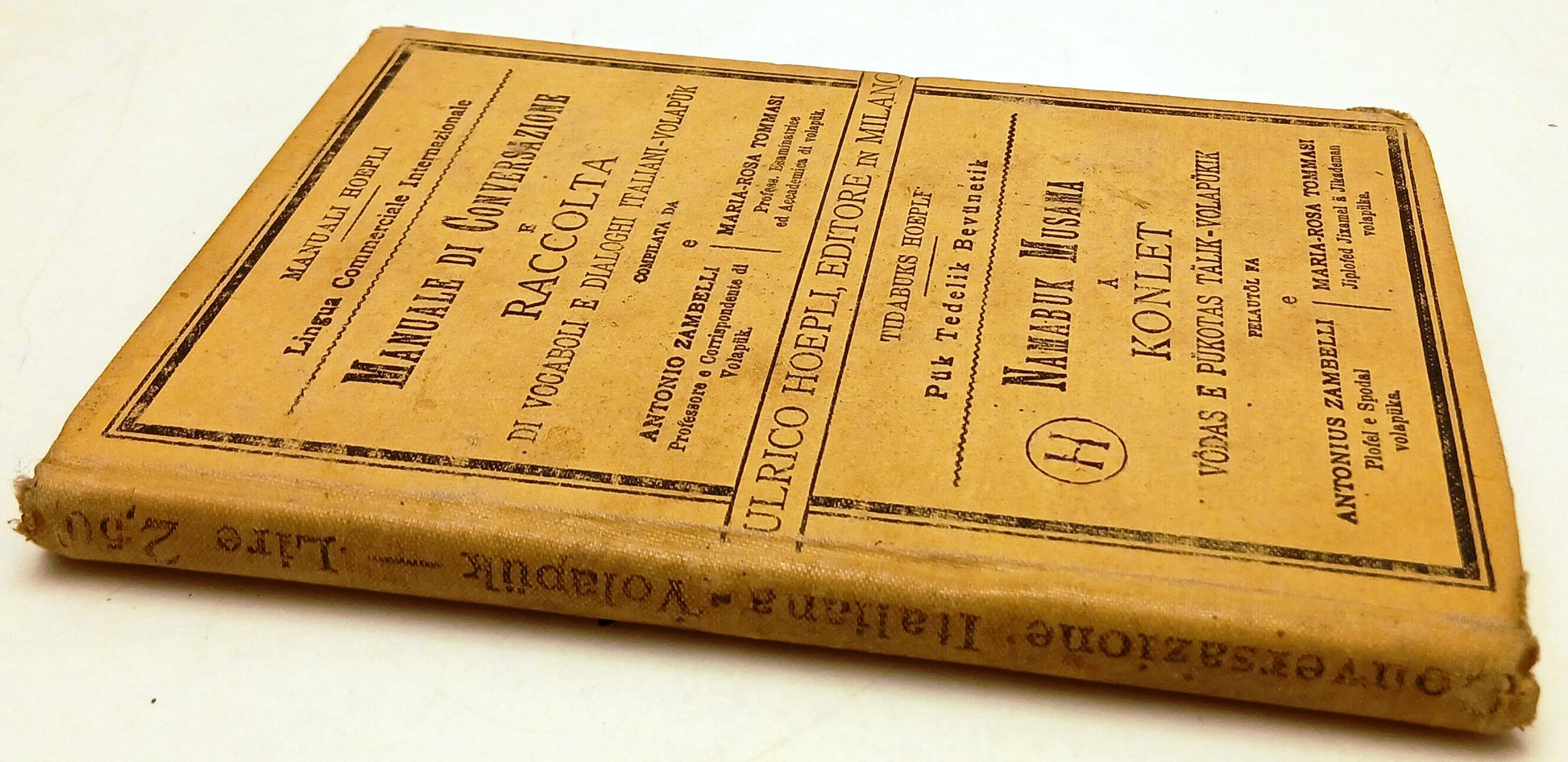 LZ- DIZIONARIO ITALIANO VOLAPUK - CARLO MATTEI - HOEPLI - MANUALI-- 1890- C- XFS