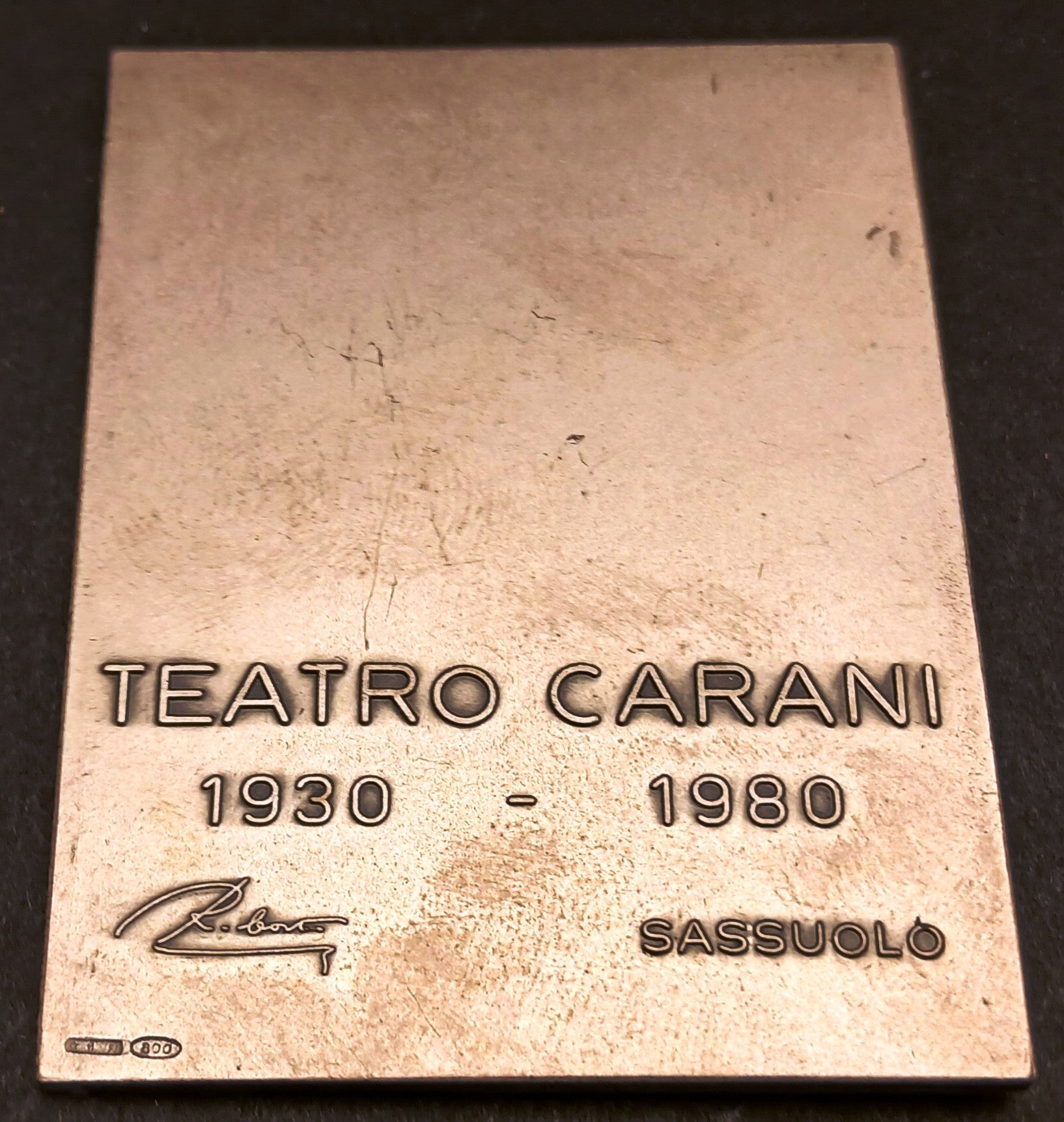 CB- Placca Teatro Carani 1930 - 1980 Sassuolo Giuseppe Verdi - argento - GTTS168