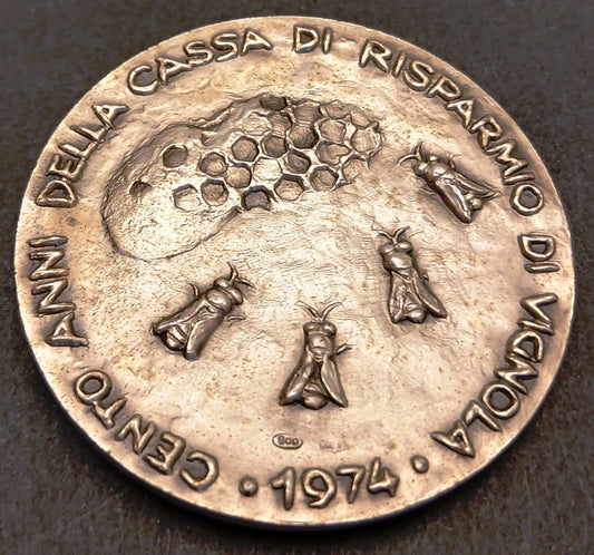 CB- Medaglia Cento anni della Cassa di Risparmio Vignola 1974 - argento- GTTS254