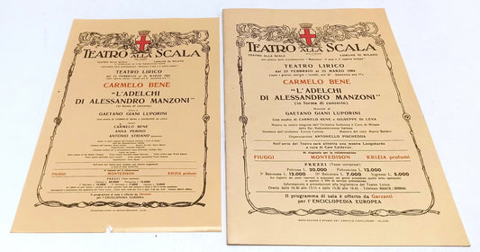 LT- PROGRAMMA + LOCANDINA TEATRO ALLA SCALA CARMELO BENE L'ADELCHI 1984- RVSa506