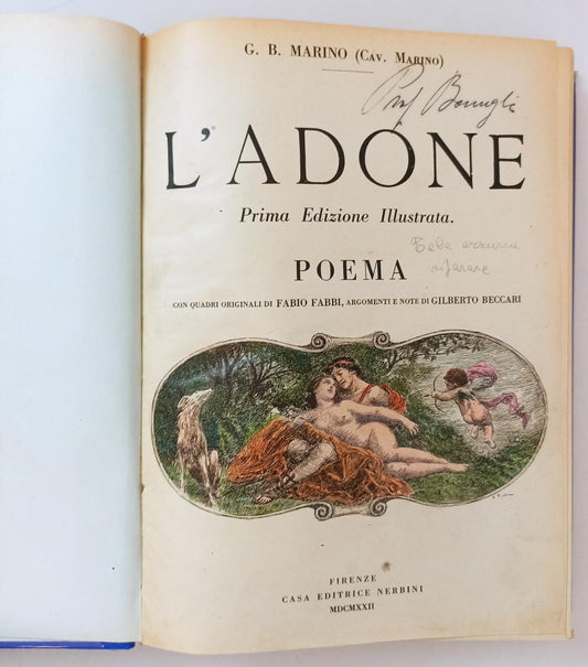 LN- L'ADONE POEMA PRIMA EDIZIONE ILLUSTRATA - MARINO- NERBINI--- 1922- C- XFS1