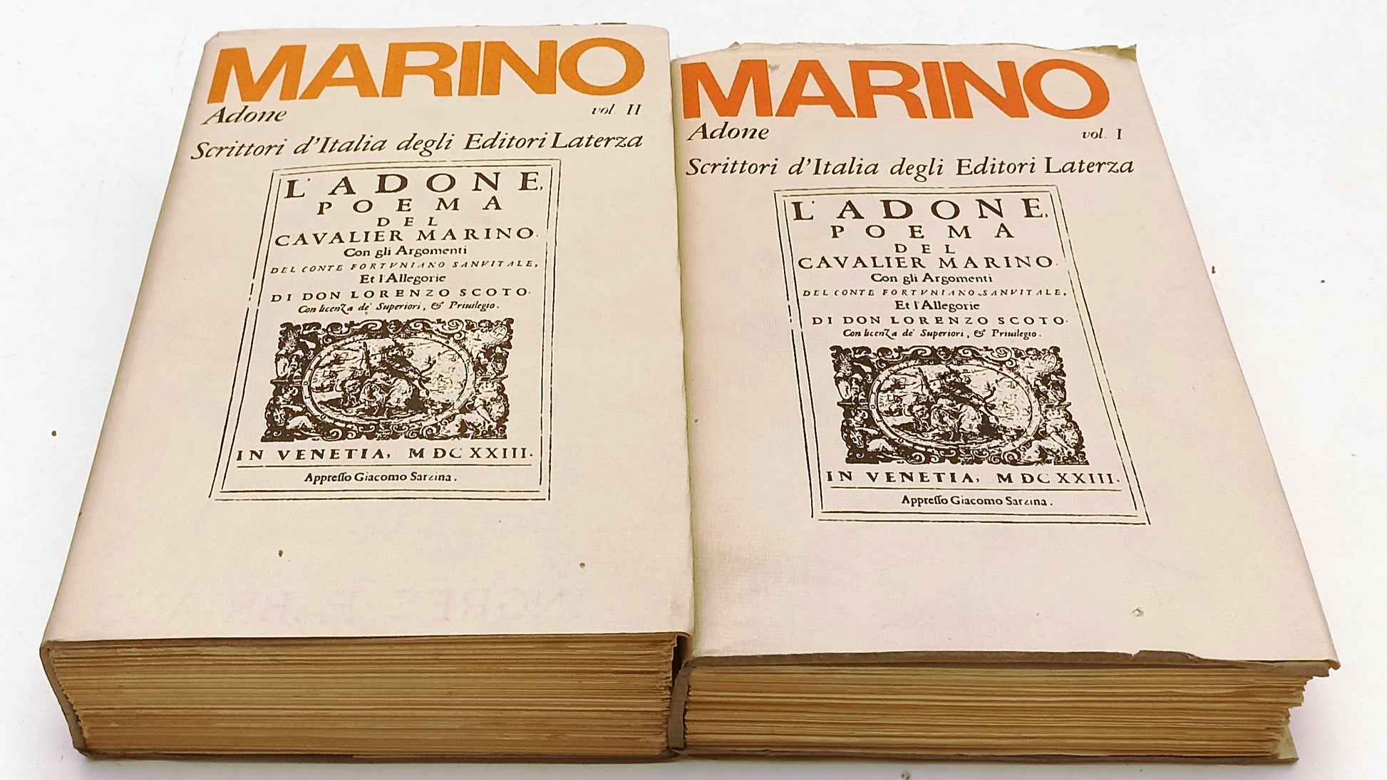 LN- ADONE 2 VOLUMI - MARINO - LATERZA - SCRITTORI ITALIANI -- 1975 - BS - XFS210