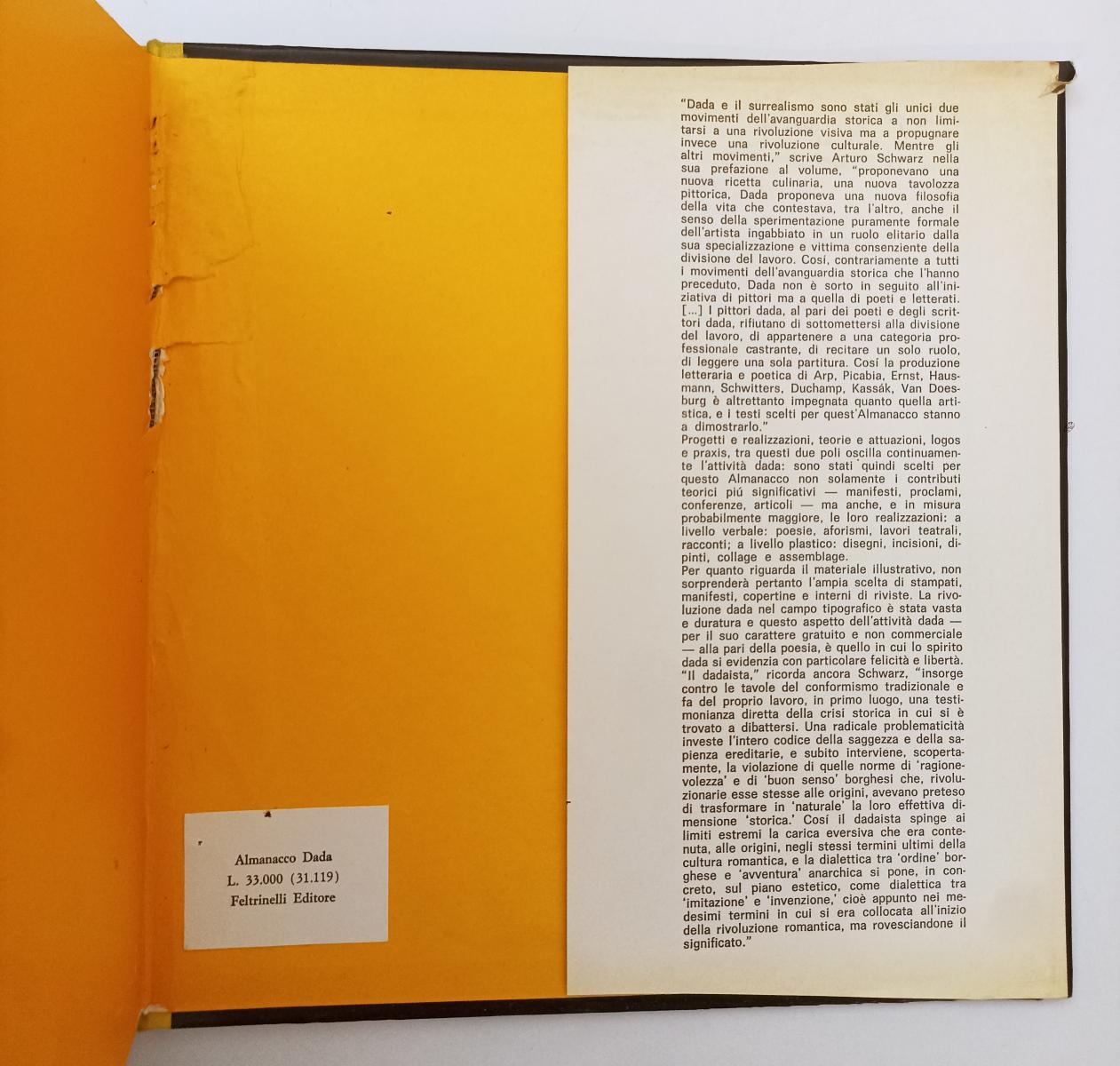 LZ- ALMANACCO DADA - ARTURO SCHWARZ - FELTRINELLI --- 1976 - CS- ZFS320