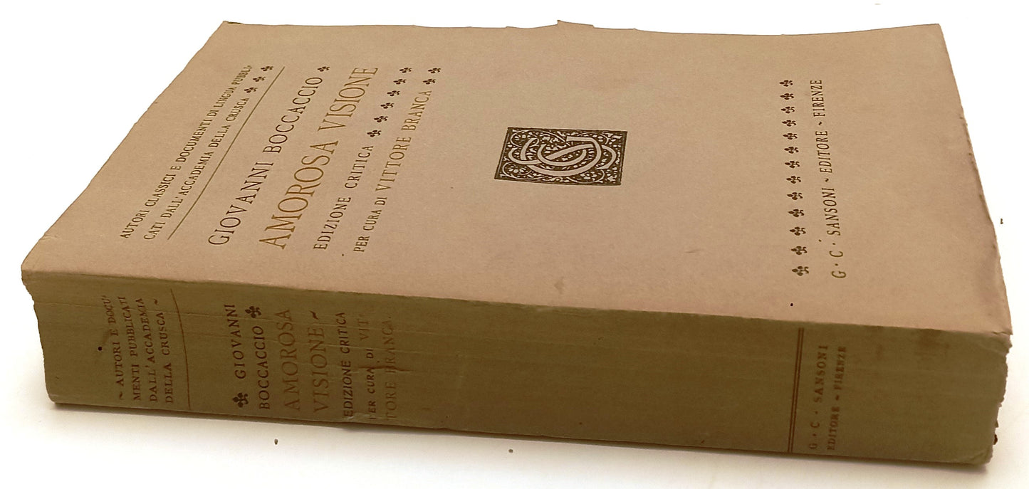 LN- AMOROSA VISIONE VITTORE BRANCA- GIOVANNI BOCCACCIO - SANSONI- 1944- B-XFS126