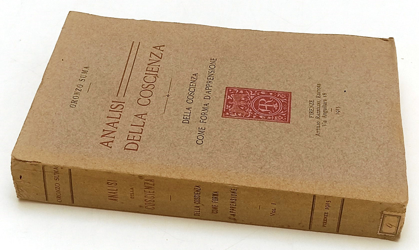 LZ- ANALISI DELLA COSCIENZA - ORONZO SUMA - ATTILIO RAZZOLINI--- 1915- B- XFS147