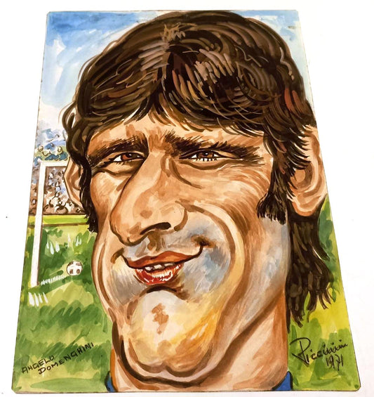 CV- CARICATURA ANGELO DOMENGHINI INTER CALCIO - G. PICCININI 1971 - RVSa310